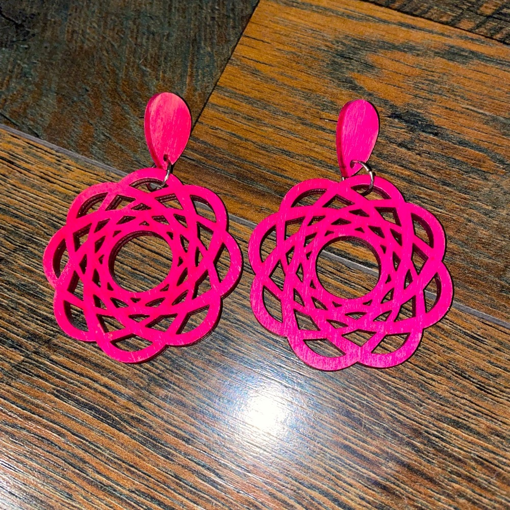 Bold Pink Dangly Earrings